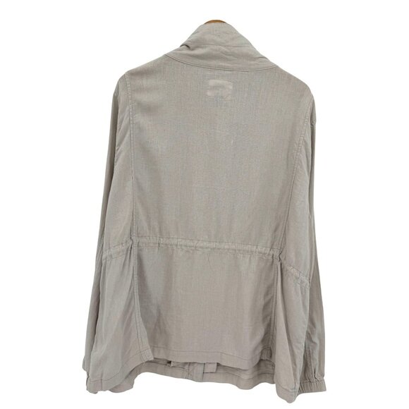Old Navy Linen Blend Utility Jacket Womens Size XXL Full Zip Drawstring Chore - Picture 6 of 7